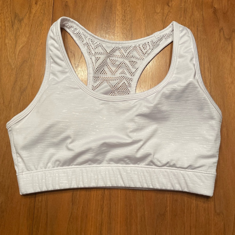 Ziya White Lace Racerback Sports Bra Bomber